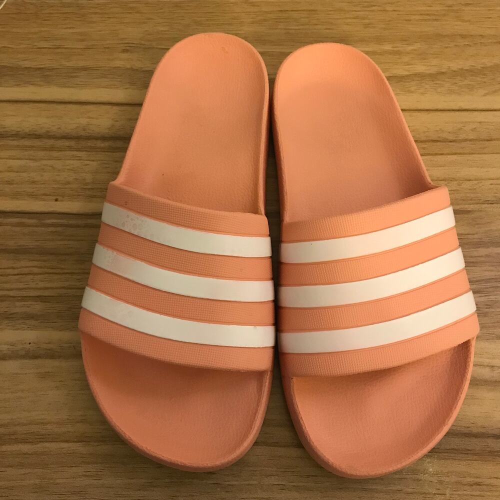 Adidas Adilette White Pink Slip On Sandals Slides Women's 8 - Picture 3 of 6